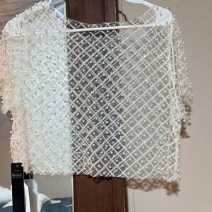 NWT pearl embellished crop top